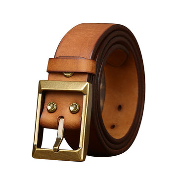Thick Cowhide Brass Belt
